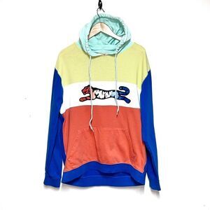 Le Tigre Sunset Color Block Mens Pullover Hoodie Sz XL